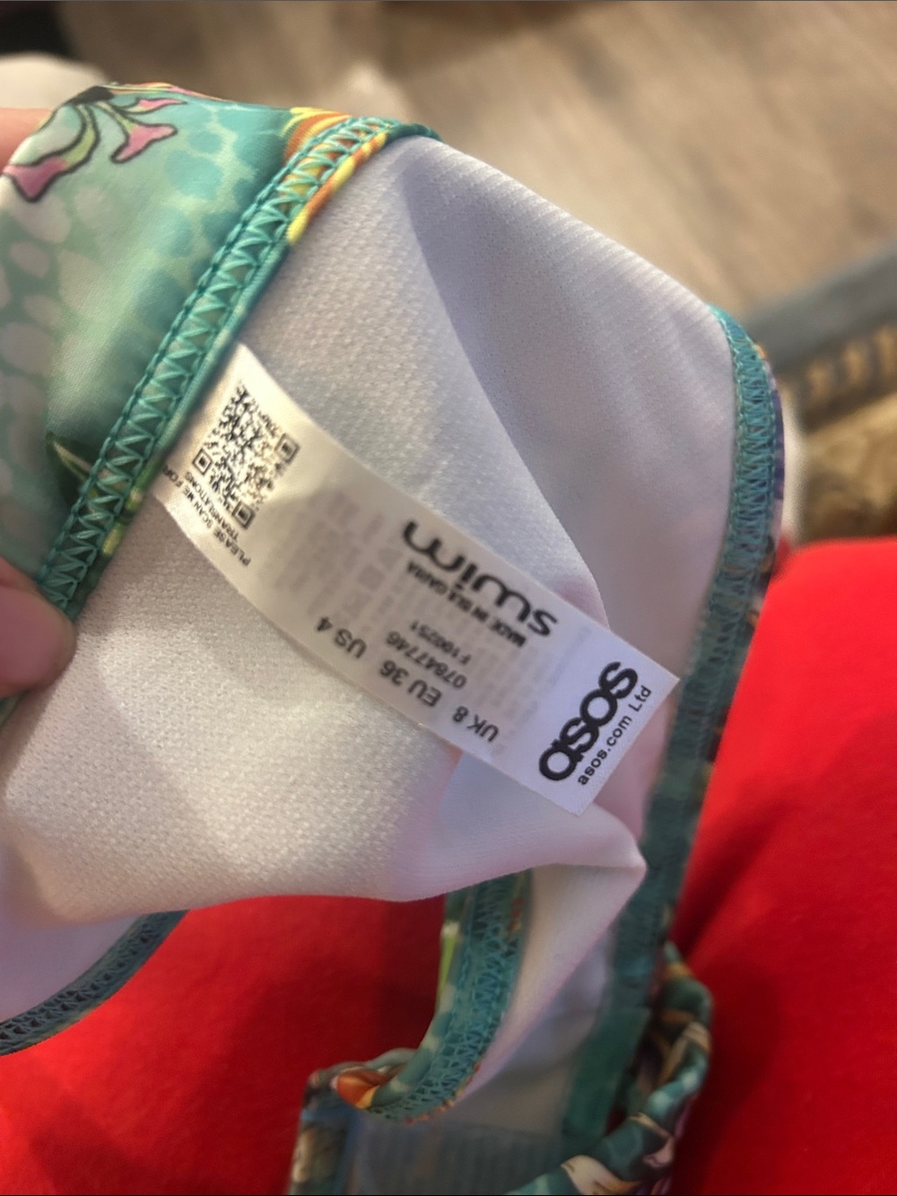 Floral Teal Bikini Bottom UK8/ US4/ Eu36 - Picture 6 of 6